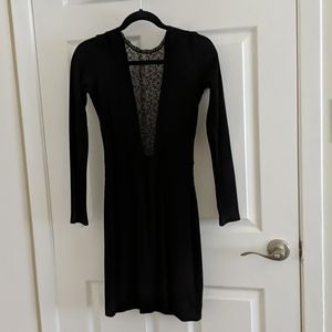 Black vneck Lace mini dress